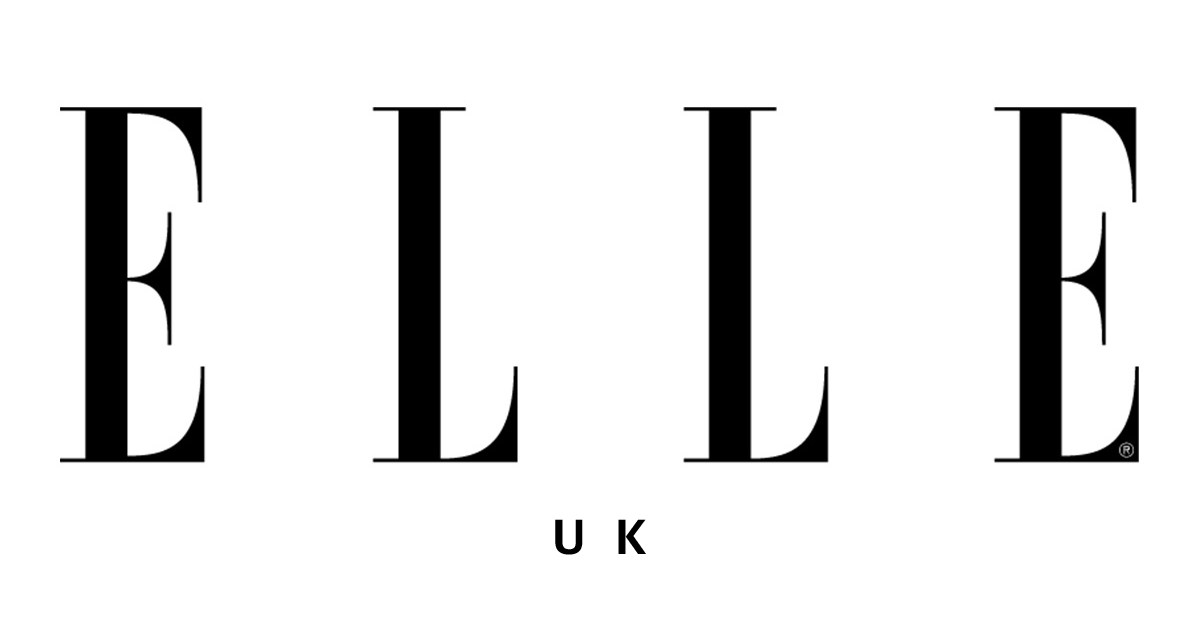 Elle UK masthead in black lettering on white.