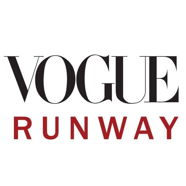 Vogue Runway wordmark with black and red lettering.