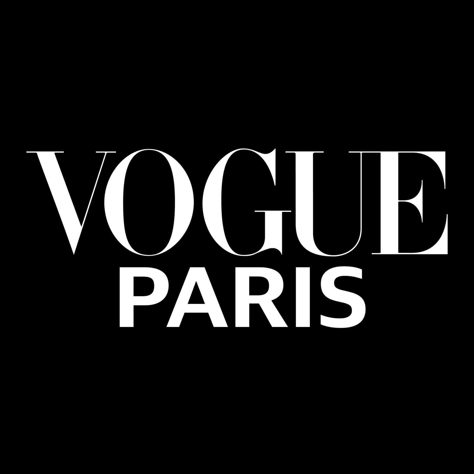 Vogue Paris masthead in white lettering on black.