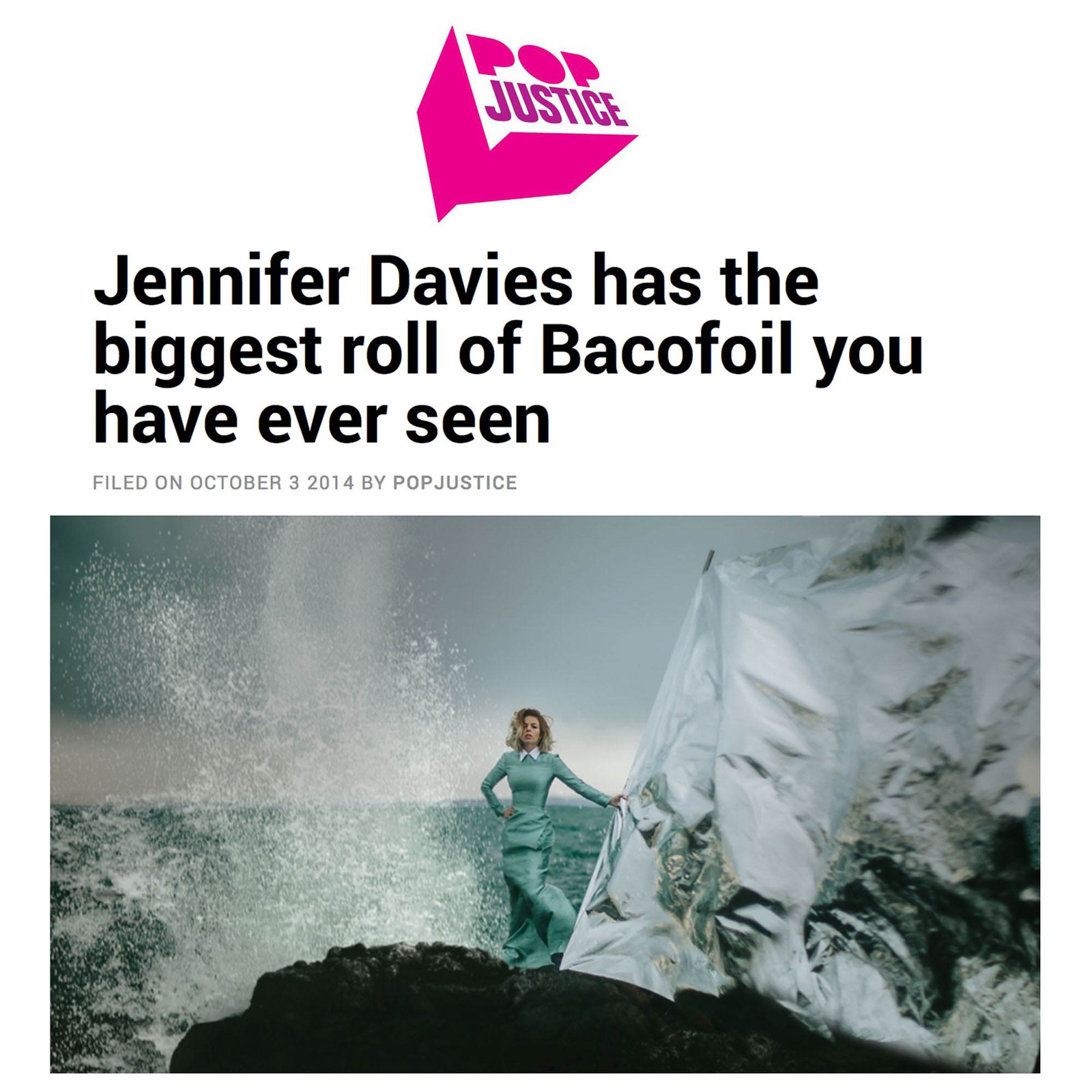 Popjustice feature about Jennifer Davies, illustrated with a figure in a misty silver landscape.