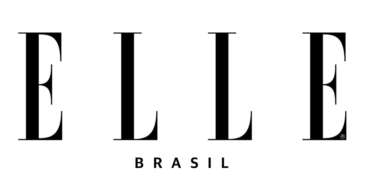 Elle Brasil masthead in black lettering on white.
