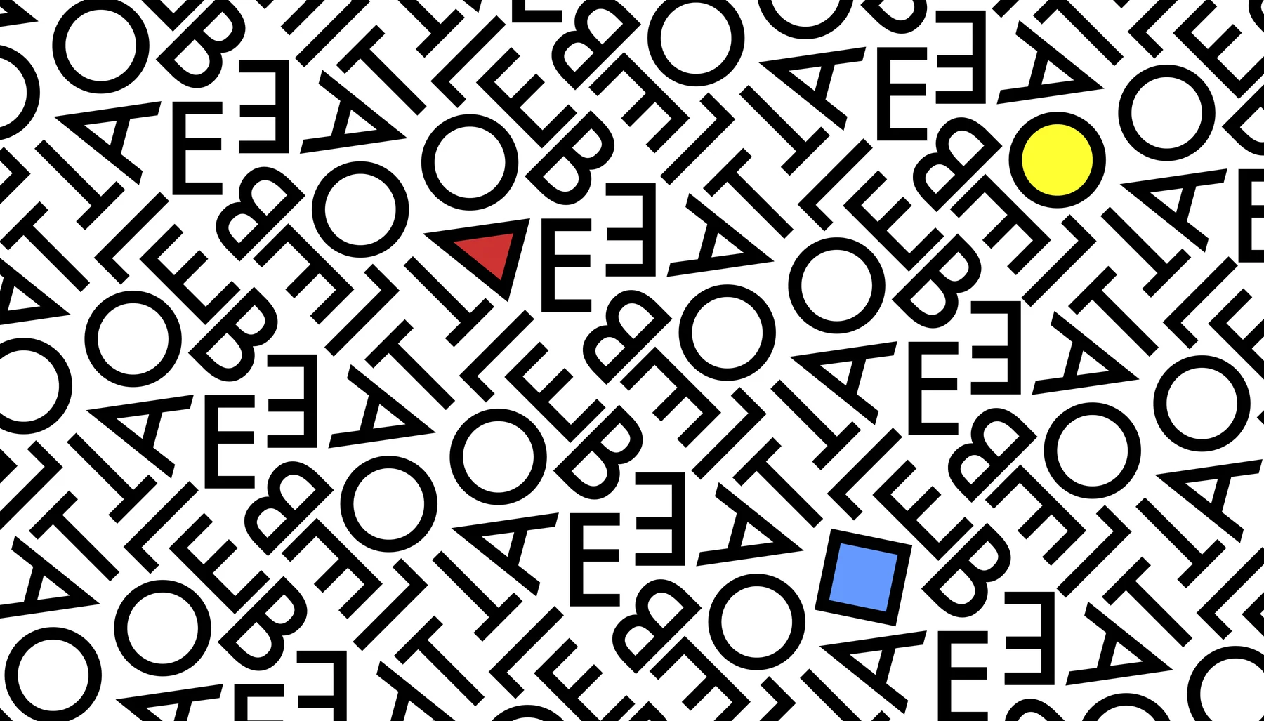 Loebeat identity: a black and white field of cut letters