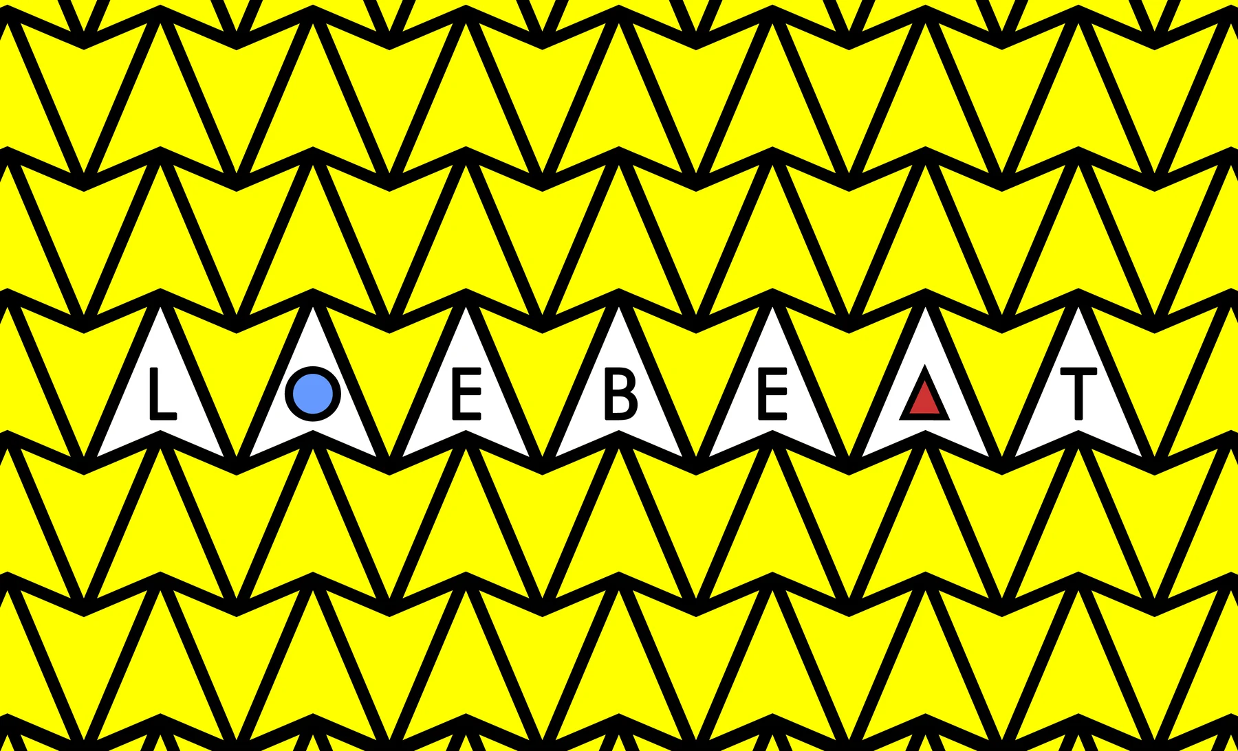 Loebeat identity: repeated yellow triangles and lettering