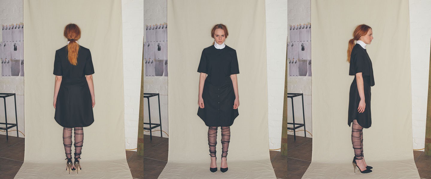 Nabil Nayal — Autumn / Winter 2013. Three-view garment study.