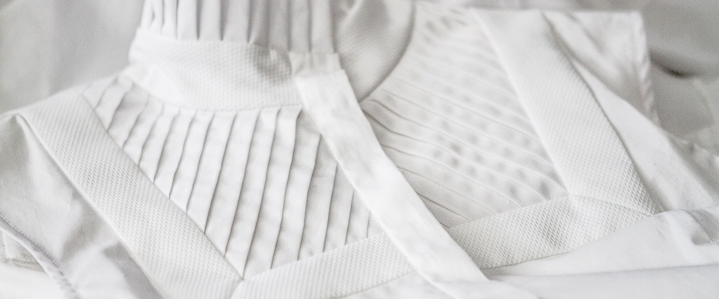 Nabil Nayal — Autumn / Winter 2013. White shirt — pleated front. Alternate view.
