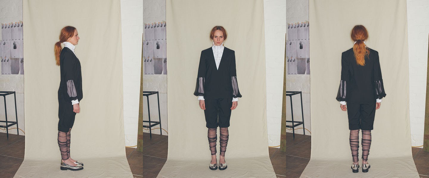 Nabil Nayal — Autumn / Winter 2013. Three-view garment study.