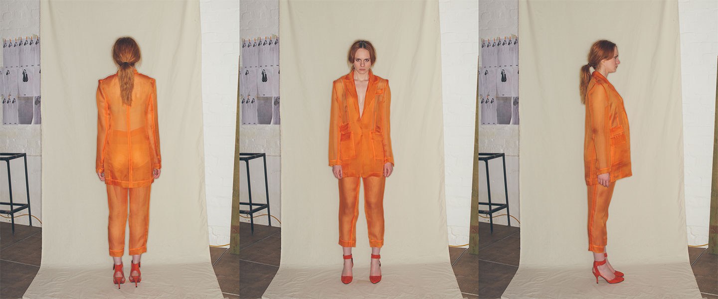 Nabil Nayal — Autumn / Winter 2013. Three-view garment study.