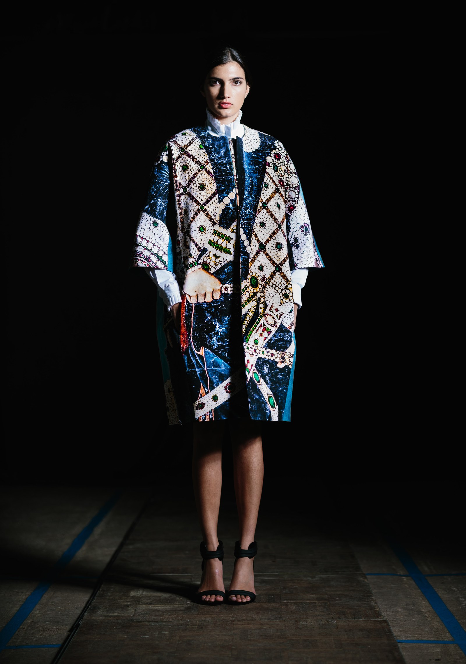 Nabil Nayal — Autumn / Winter 2015. Printed coat — front and back.