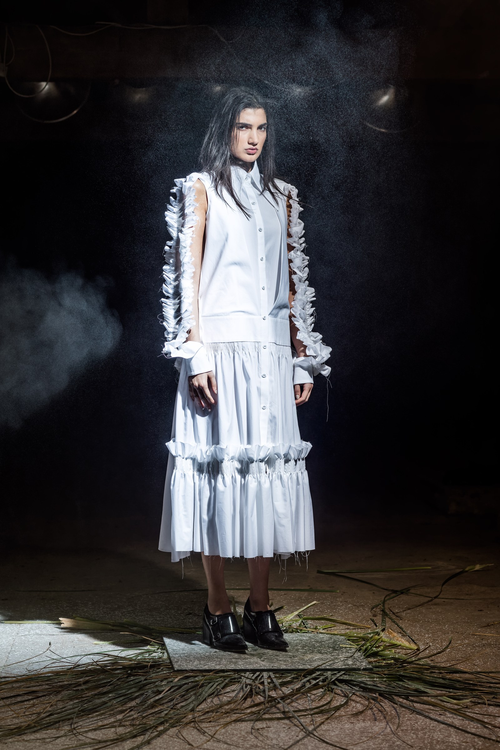 Nabil Nayal — Autumn / Winter 2016. White tiered dress.