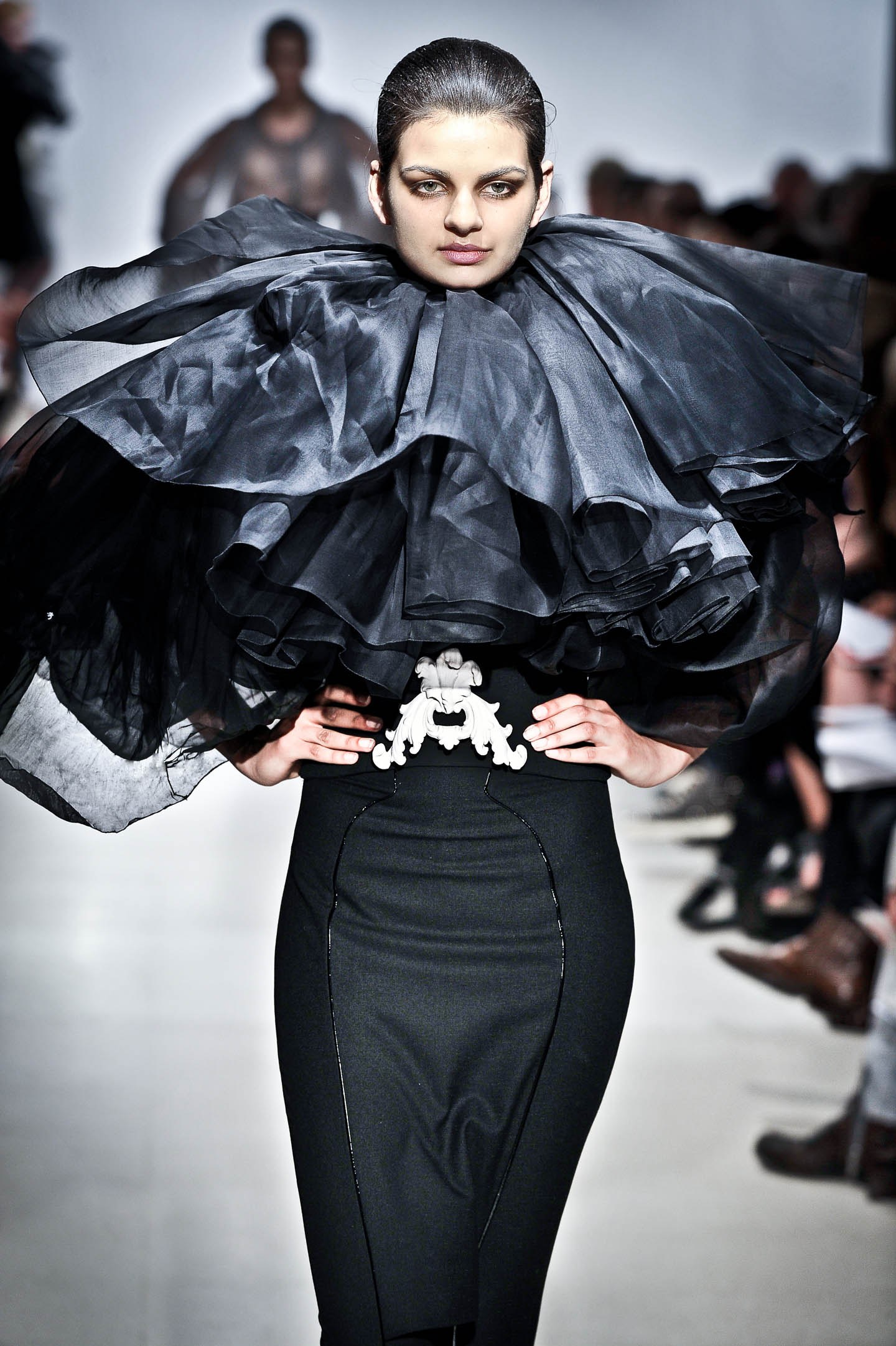 Nabil Nayal — Spring / Summer 2011. Black ruff. Alternate view.