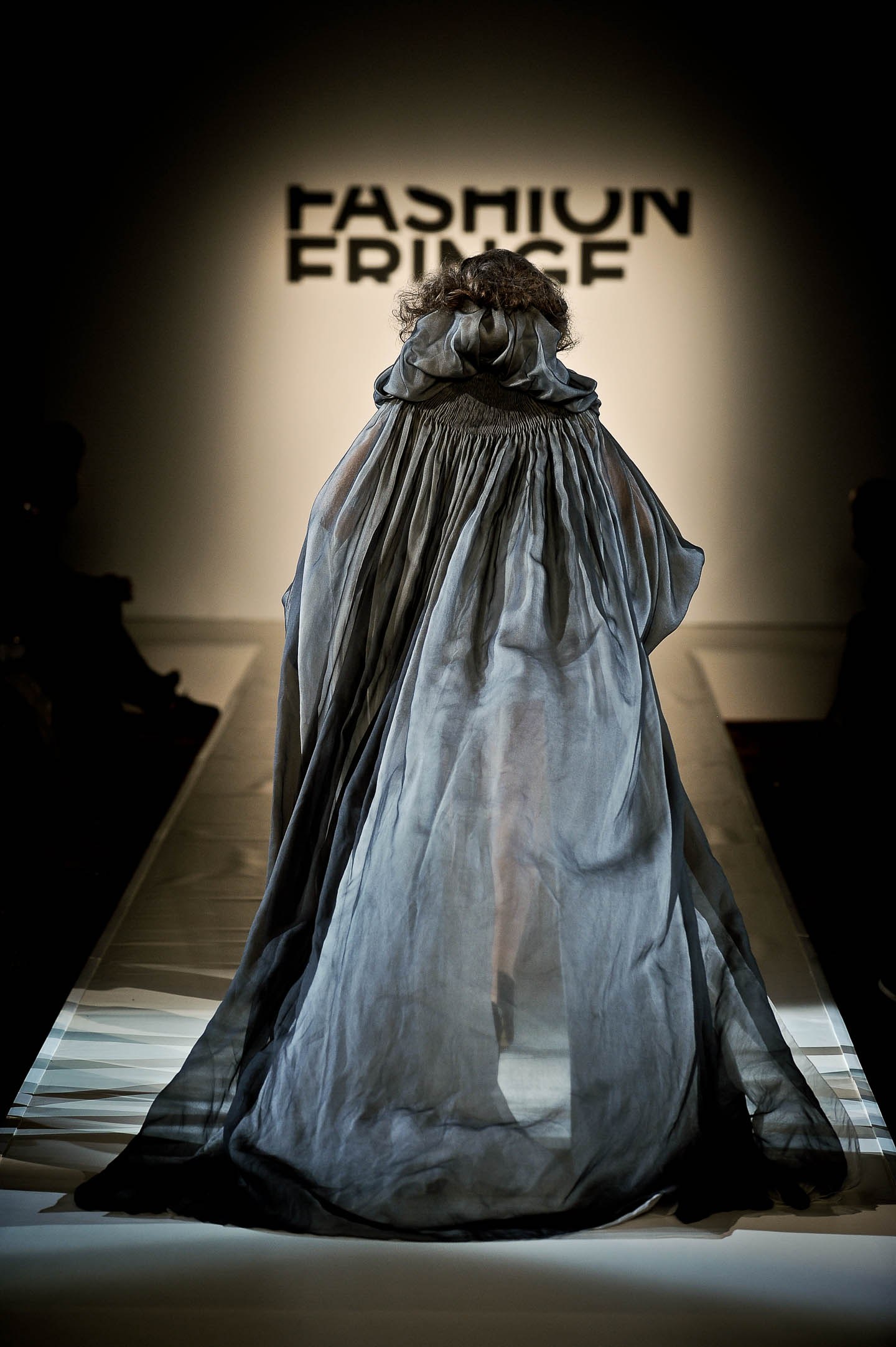 Nabil Nayal — Spring / Summer 2012. Black cape and train. Alternate view.