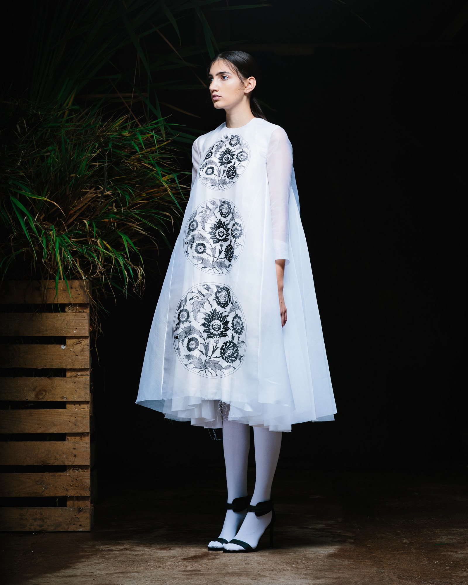 Nabil Nayal — Spring / Summer 2015. White printed dress.